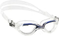 Clear and blue swim goggles