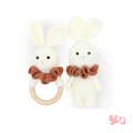 Crochet Bunny Toy and Silicone Teething Ring 2-piece set by Mommy's Charms