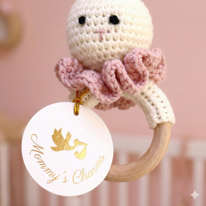 Crochet Bunny Toy & Silicone Teething Ring Set – 2-Piece