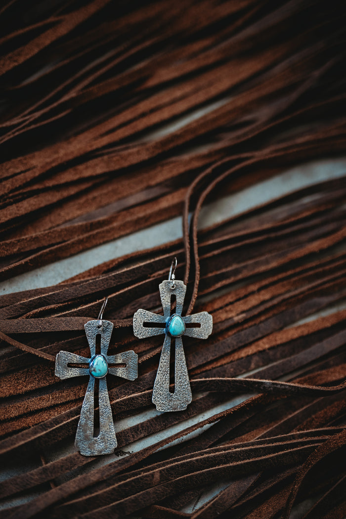 Cross Turquoise Earrings