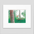 Beautiful deer art by printmaker Natalia Wohletz of Peninsula Prints titled Deer in the Woods.