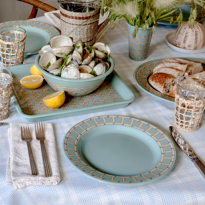 Wicker Pattern Enamelware Plate