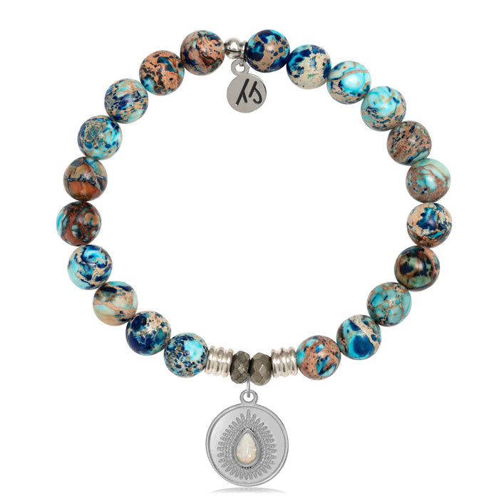 Earth Jasper Stone Bracelet with You're One of a Kind Sterling Silver Charm