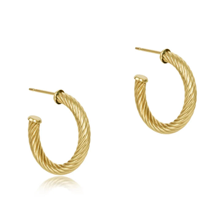 enewton Round Gold 1.125" Post Hoop -4mm -Textured Twist