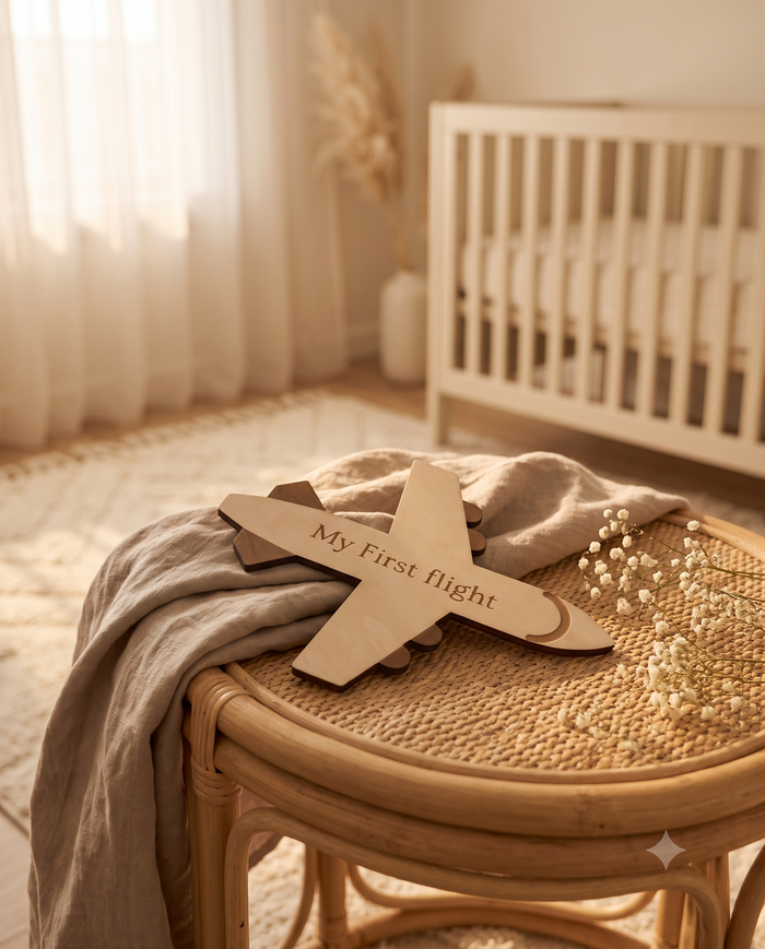 First Flight Wooden Card – Baby Travel Keepsake