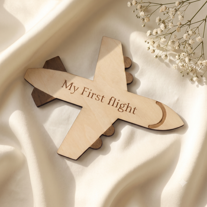First Flight Wooden Card – Baby Travel Keepsake