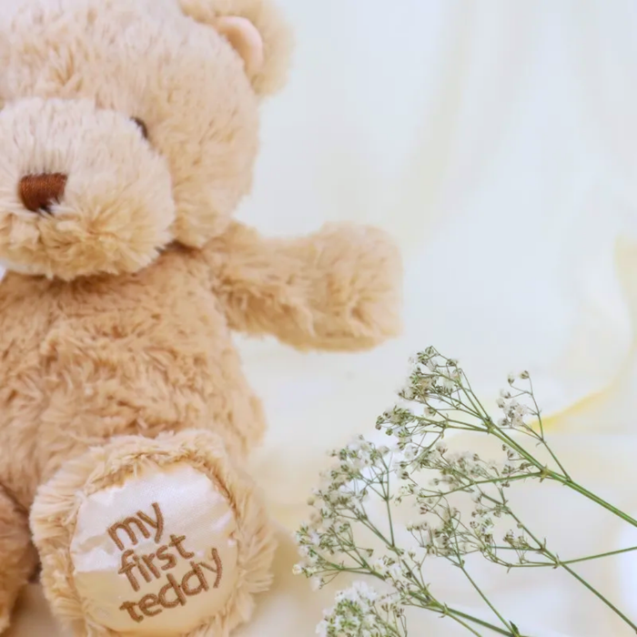 Personalized First Teddy Bear  wooden baby keepsake toy by Mommy's Charms