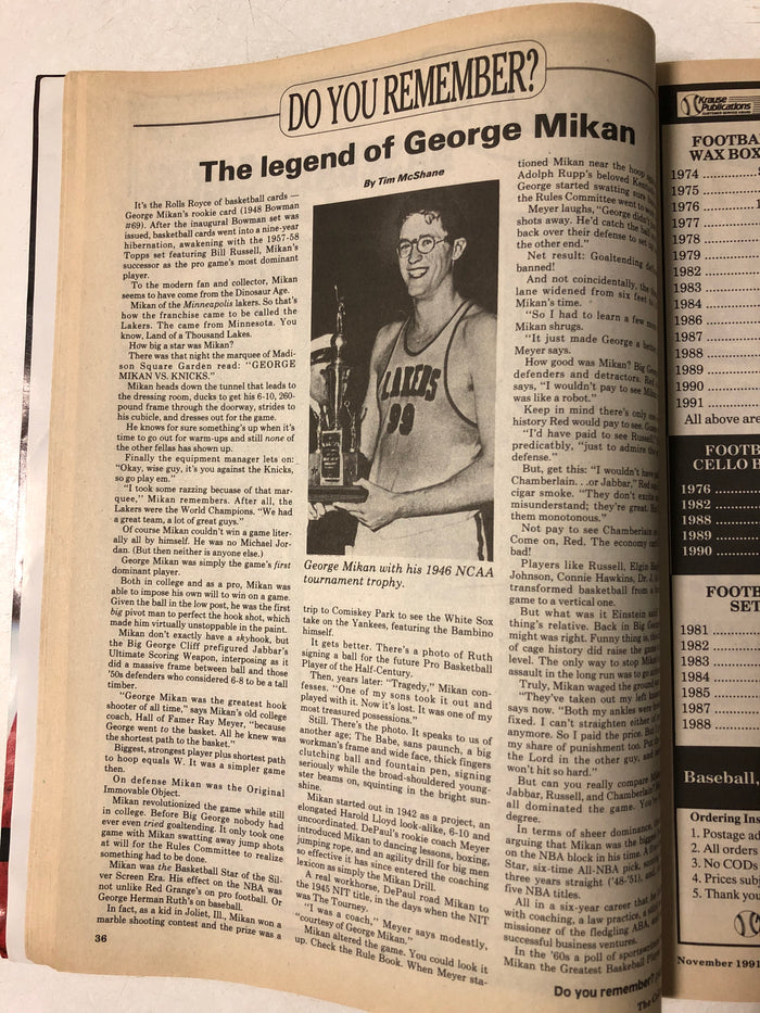 Football Basketball & Hockey Collector November 1991