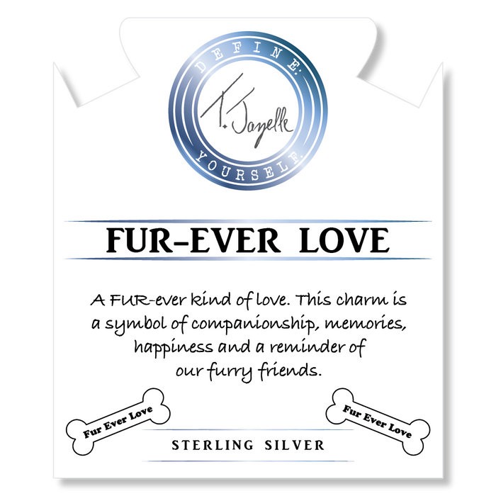 Green Angelite Stone Bracelet with Fur Ever Love Sterling Silver Charm