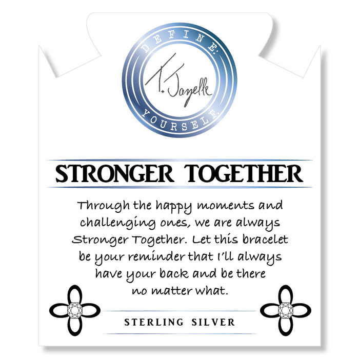 Green Angelite Stone Bracelet with Stronger Together Sterling Silver Charm