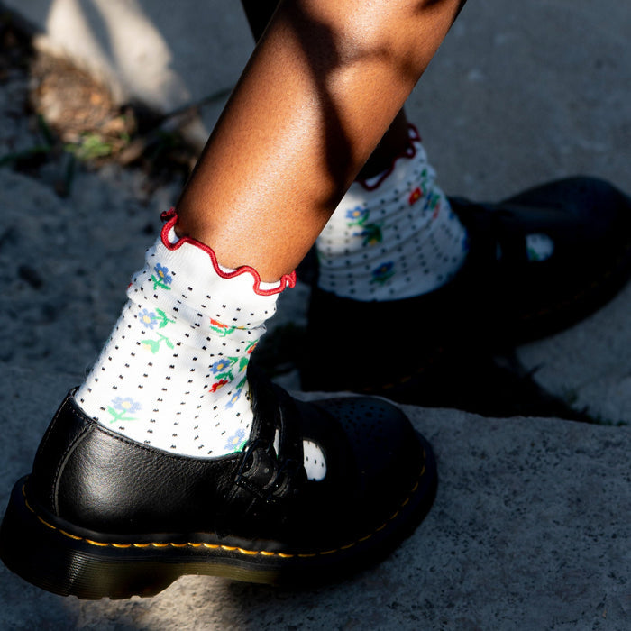 Hansel from Basel Dottie Floral Crew Socks