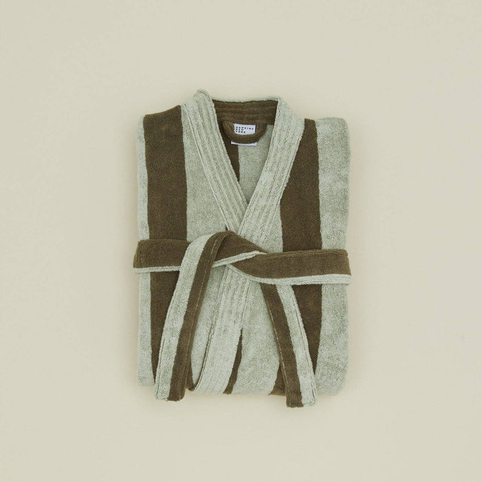 Folded Green Stripe Bathrobe