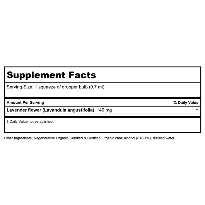Herb Pharm Lavender 1oz - 2 Pack - Supplement Facts panel