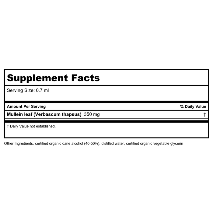 Herb Pharm Mullein Blend 1oz - Supplement Facts panel