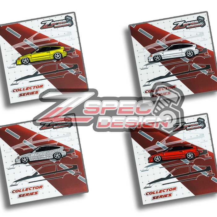 Honda CRX (Red/White/Yellow/Glitter-Silver) Collector Lapel/Hat Pin - ZSPEC Design - ZSPEC Design LLC - Hardware Fasteners - accessory, crx, honda, honda pin, lapel, lifestyle, pin - zspecdesign.com