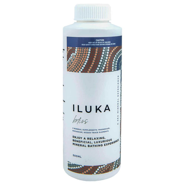 Spa Fresh ILUKA Bliss Sea Minerals 500ml / 1 Litre mineral spa treatment containing magnesium, potassium, and ocean trace elements to soften water, soothe skin, and enhance relaxation in spas and hot tubs.