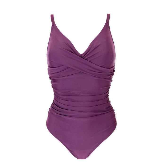 Plum swimming costume, front.