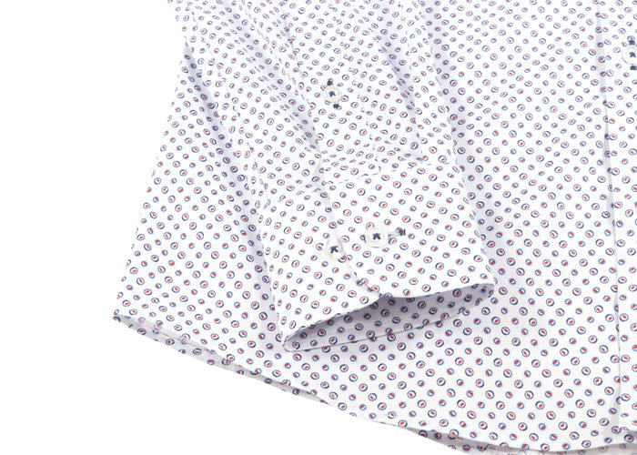 Leo Blue and Red Circle Jacquard Shirt