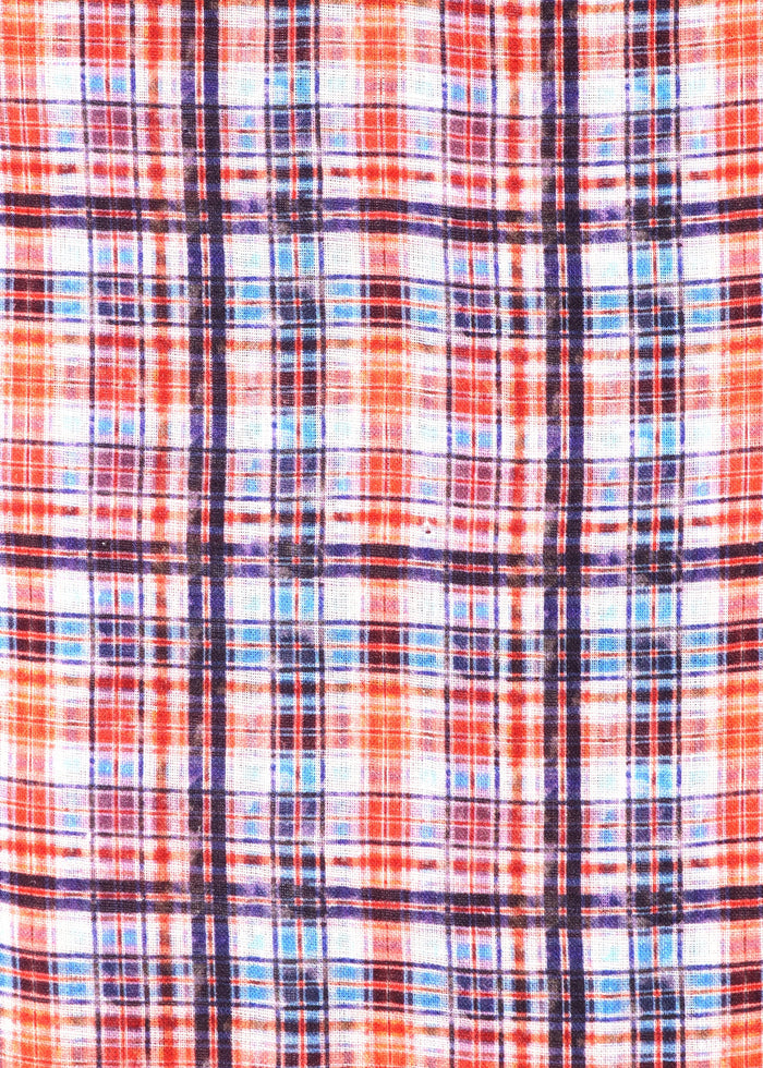 Leo Orange and Navy Plaid Shirt