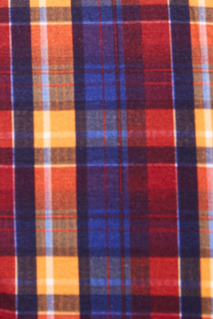 Leo Orange, Blue, and Purple Plaid Polo