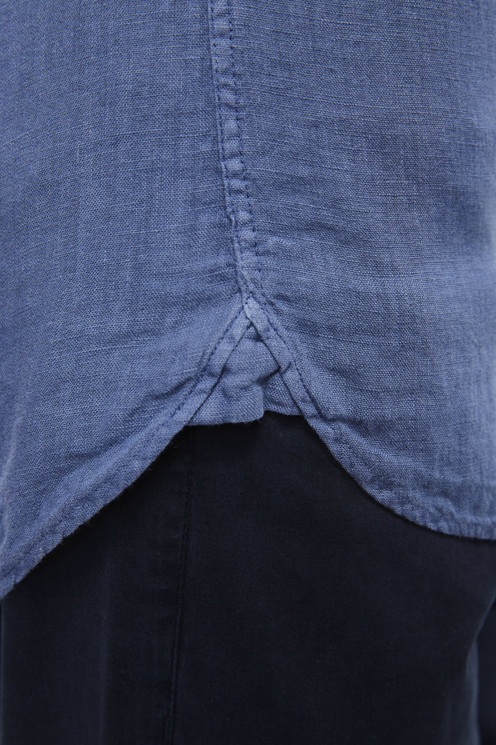 Leo Steel Blue Linen Shirt