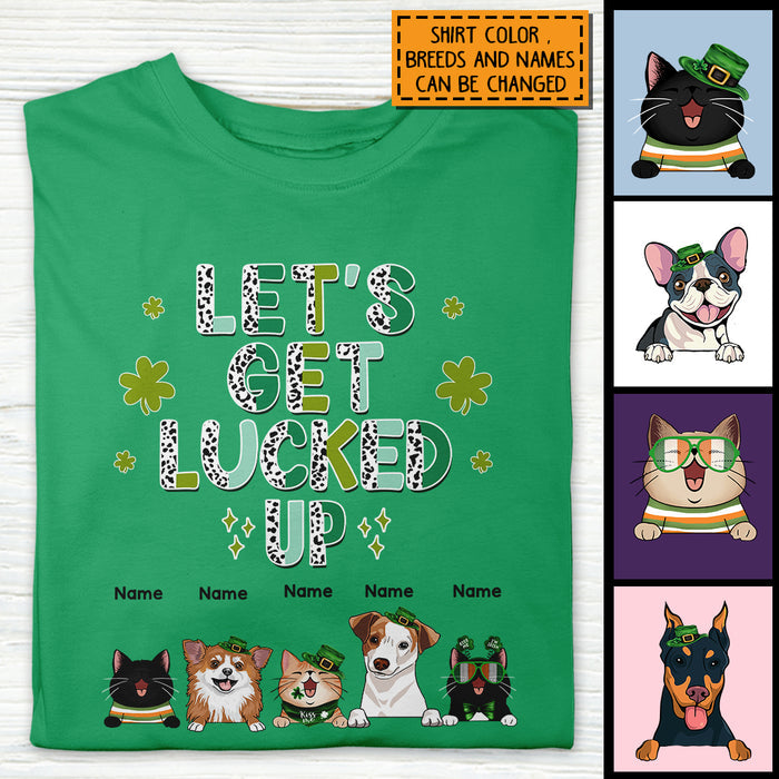 Let's Get Lucked Up, Leopard T-shirt, Personalized Dog & Cat T-shirt, St. Patrick Day Gifts For Pet Lovers