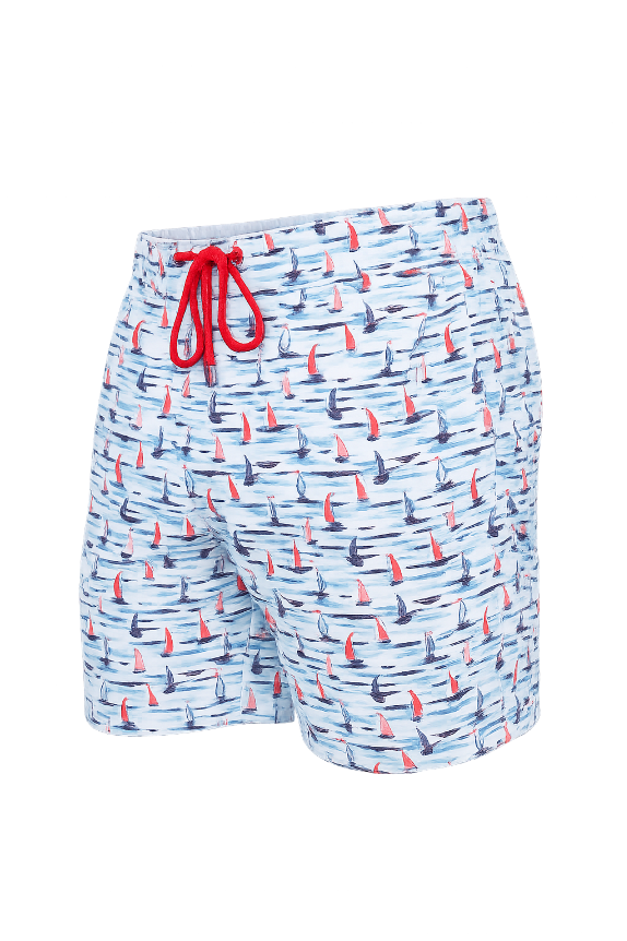 Light Blue with Sailboats Swim Shorts