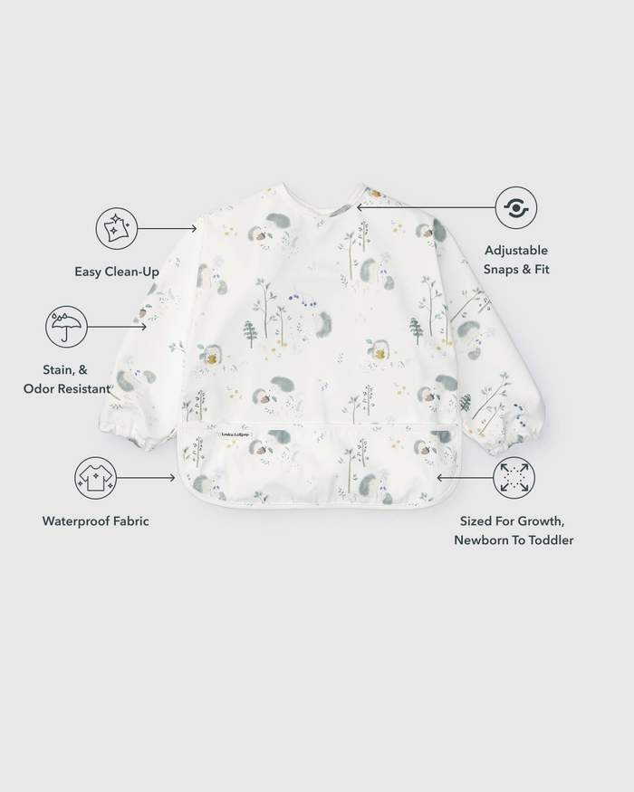 Long Sleeve Bib - Hedgehogs