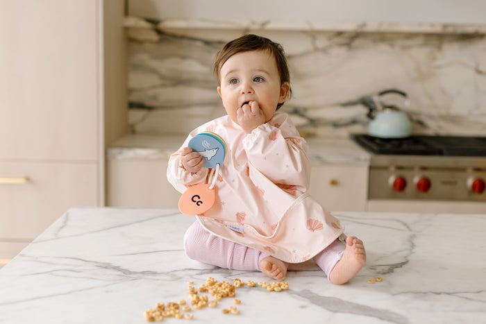 Long Sleeve Bib - Pink Seashells
