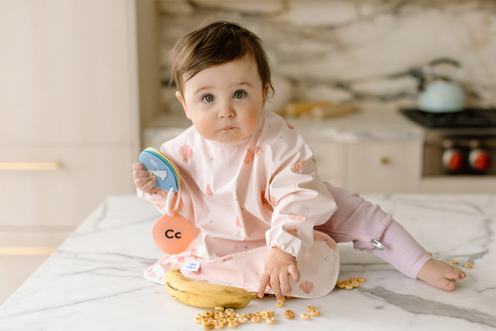 Long Sleeve Bib - Pink Seashells