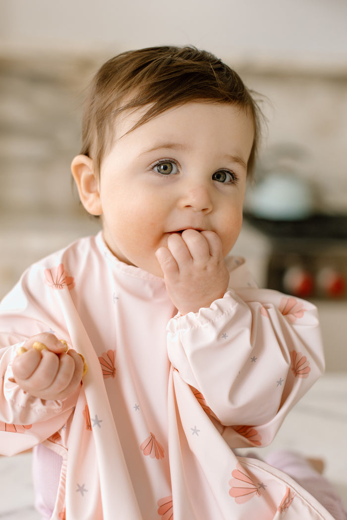 Long Sleeve Bib - Pink Seashells