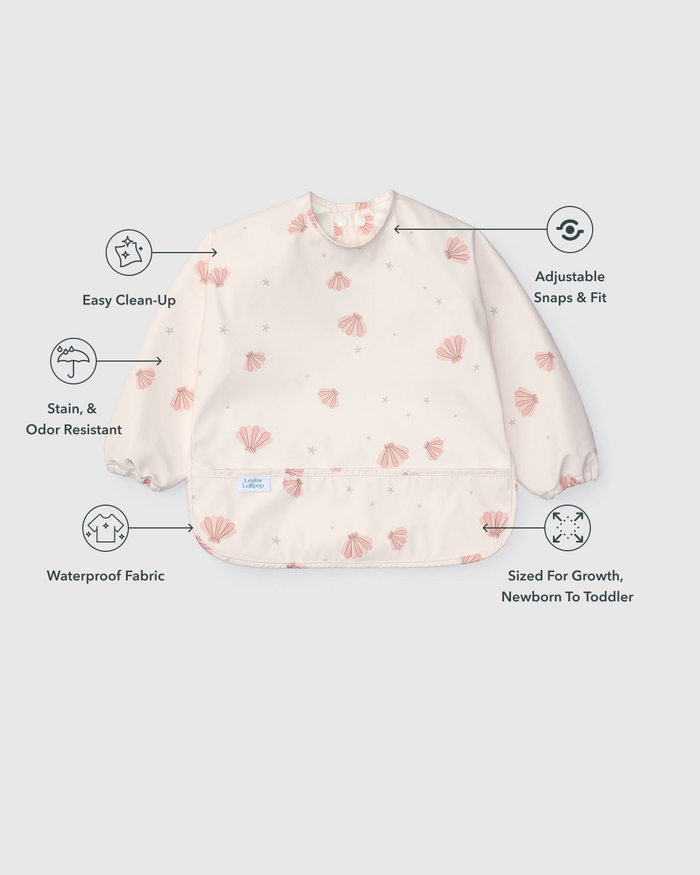 Long Sleeve Bib - Pink Seashells