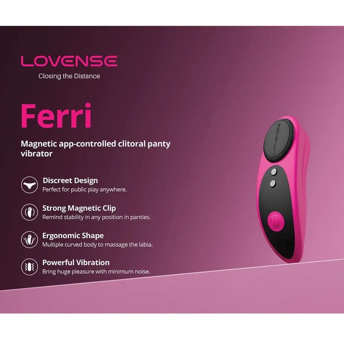 Lovense Ferri Bluetooth Remote - Controlled Panty Vibrator - Hot Pink