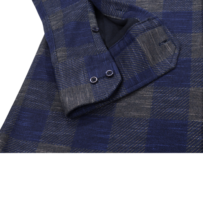 Max Colton James Shirt in Grey Navy Plaid