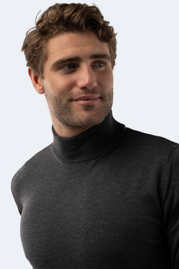 Melange Dark Grey Mockneck Sweater