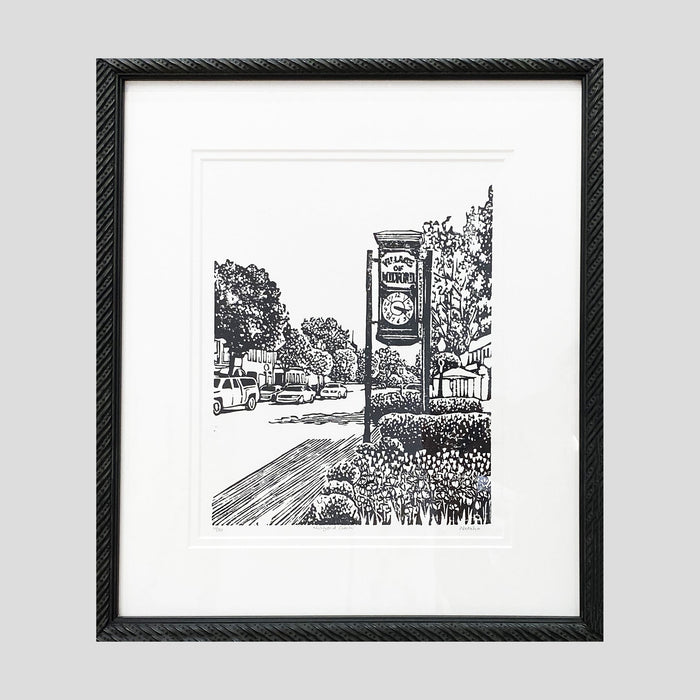 Milford Clock Original Block Print
