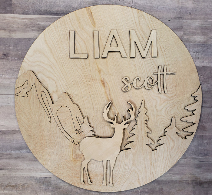 Mountain Deer Scene Name Round