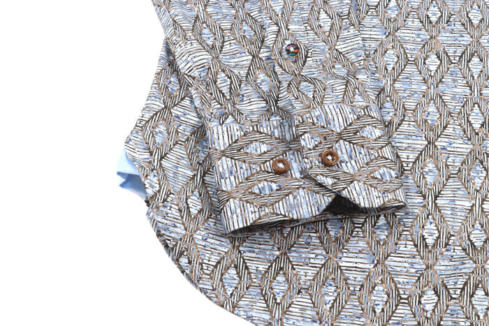 Multi Blue Diamond Stripe Shirt