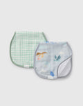 Loulou Lollipop Burp Cloth Set in Magical Dragons — front view on white background