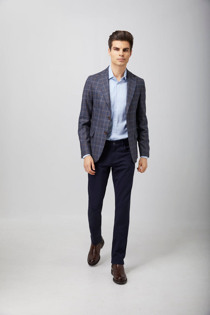 Navy and Brown Plaid Sport Coat