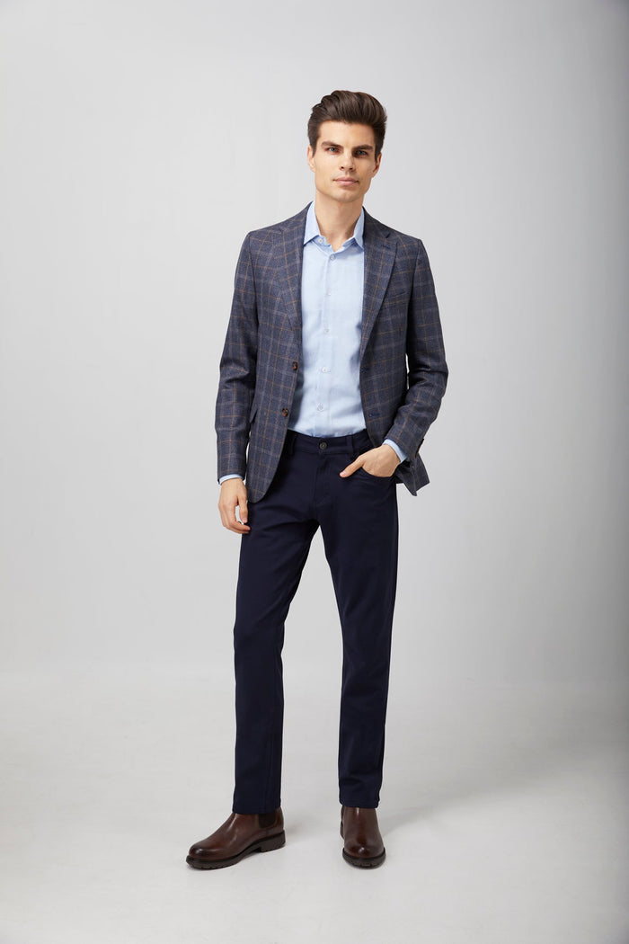 Navy and Brown Plaid Sport Coat
