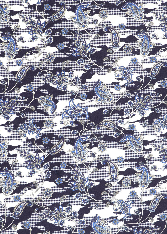 Navy and White Camo Paisley Shirt