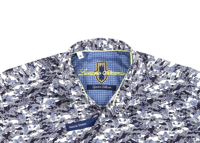 Navy and White Camo Paisley Shirt