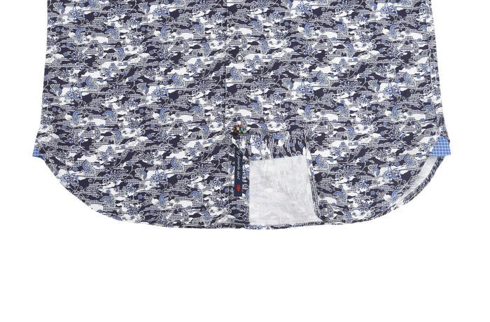 Navy and White Camo Paisley Shirt