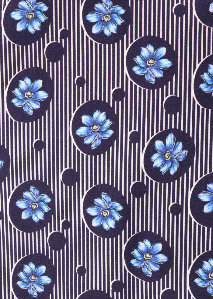 Navy and White Stripes with Royal Blue Floral Shirt