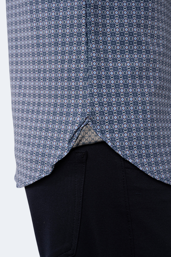 Navy, Brown, White and Blue Floral Shirt