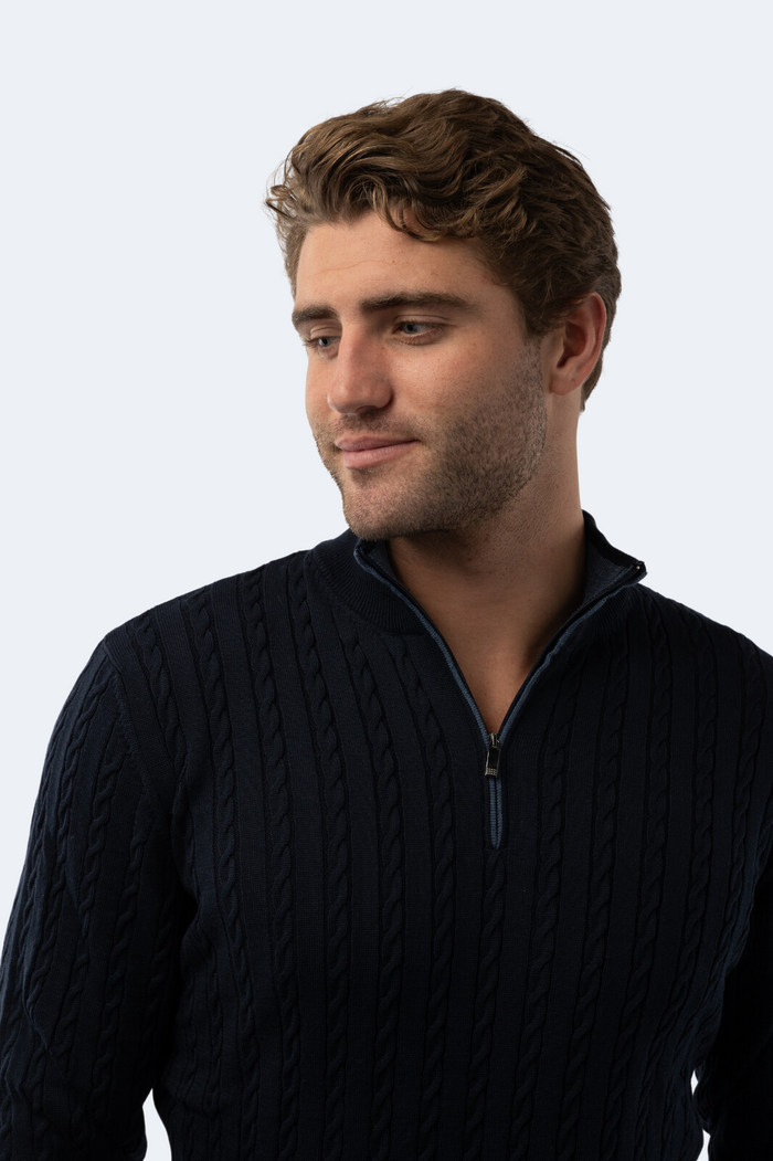 Navy Knit Quarter Zip