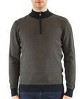 Navy with Beige Horizontal Stripes, 3/4 Zip