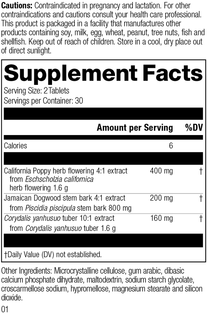 Nervagesic, Rev 01 Supplement Facts