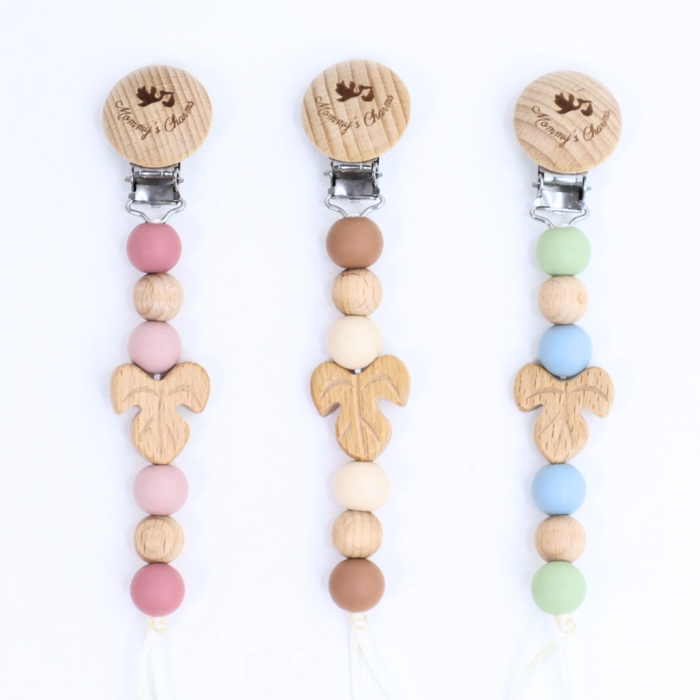 New Born Pacifier Clip in Autumn design by Mommy's Charms